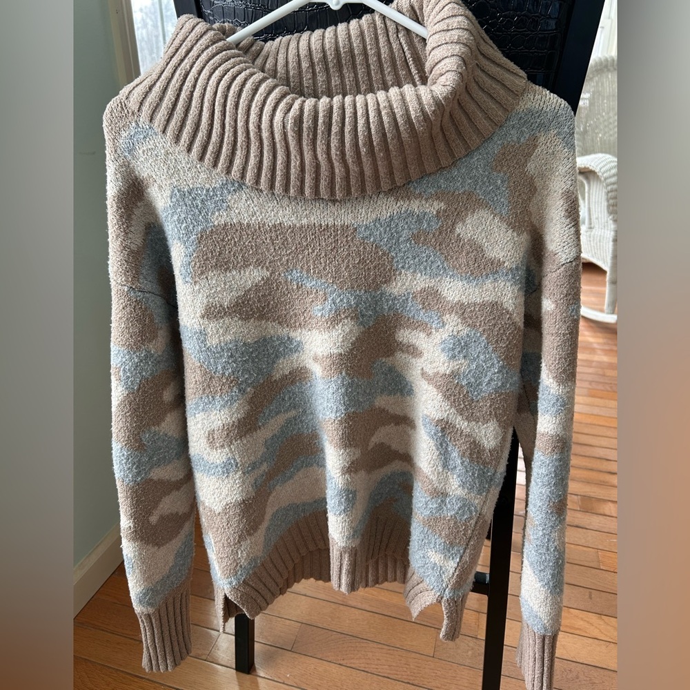 Christian Siriana Army camo print cowlneck oversized sweater